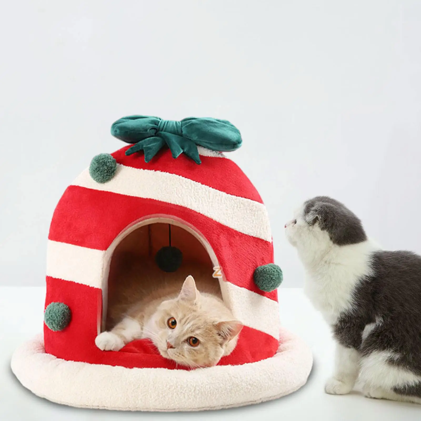 

Рождественский кошачий домик, милый зимний кондован, праздничные мягкие противоскользящие кровати для кошек, гнездо для кошек, пещерные кровати для щенков, котят, маленьких собак