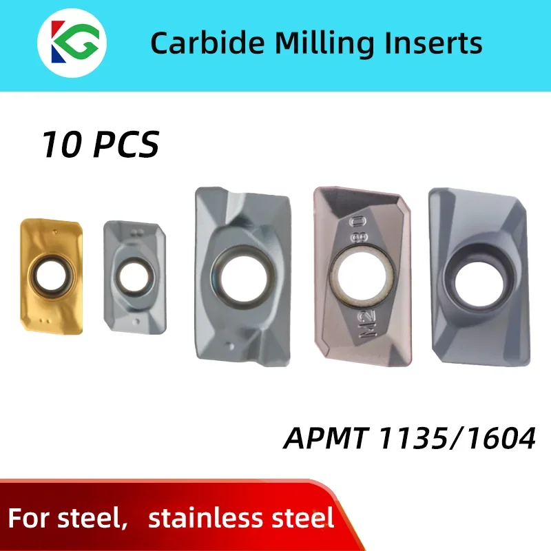 

10Pcs Apmt1135 Apmt1604 Pder M2 H2 Carbide Insert Apmt 1135 Apmt 1604 Cnc Milling Cutter Inserto Indexable Apmt160408