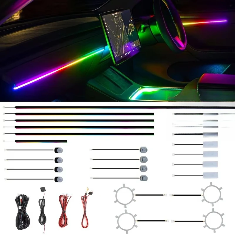 

Заводская атмосферная подсветка для салона автомобиля с RGBIC LED-диодами, простая установка, эффект симфонии света