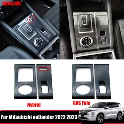 For Mitsubishi Outlander 2022 2023 2024 stainless Steel Car Center Console GasFuel Hybrid Gear Shift Panel Cover Frame Sticker