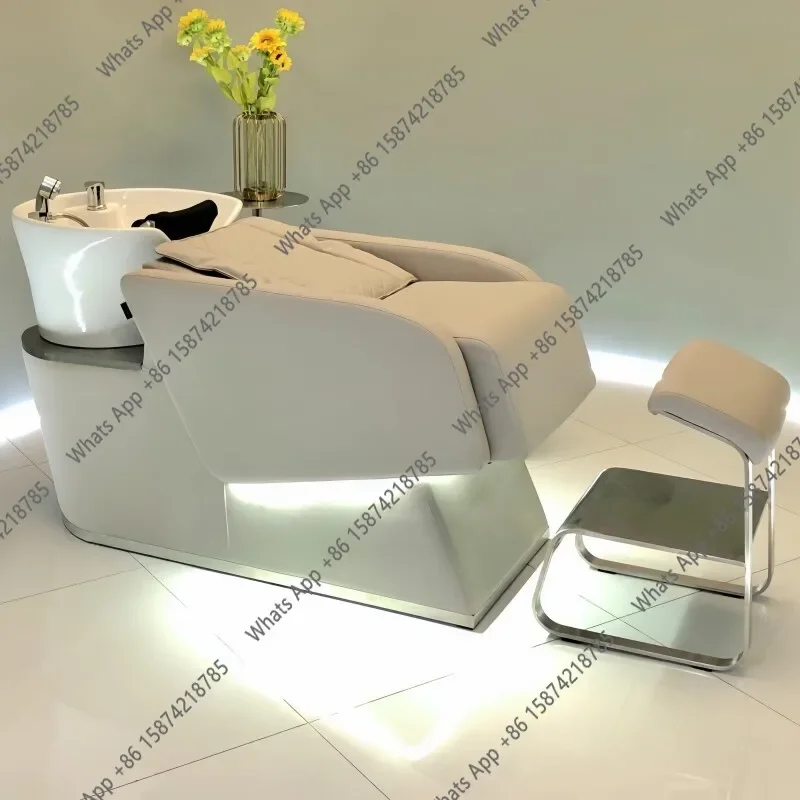 X25 High-end Hairdressing Shampoo Bed Half-lying Barber Shop Special Hair Salon Flushing Bed Ceramic Basin Massage Bed