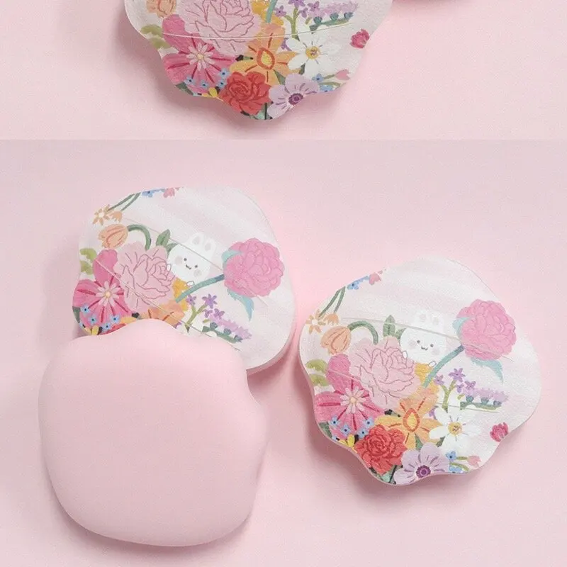 1個のかわいいウサギ型マシュマロエアクッションパウダーパフ、厚いルビーセルシェル型メイクアップパウダーパフ、乾湿両用