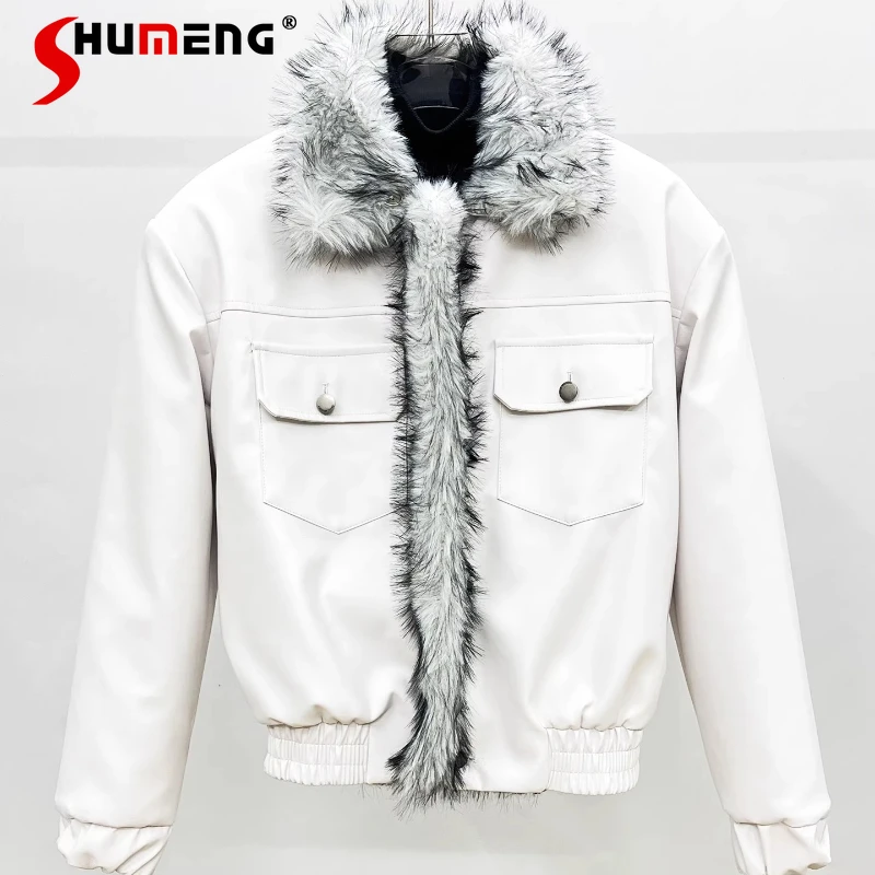 

Мужские осенне-зимние новые высококачественные модные парки из искусственного меха с большим меховым воротником, куртки-парки, модные двусторонние пальто