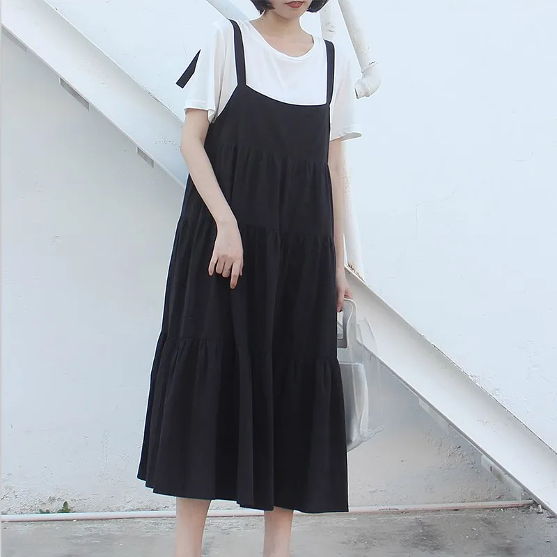 

Женское модное повседневное длинное платье-майка из тонкого хлопка и льна без рукавов, однотонное, с оборками, квадратным вырезом, новинка лета 2026, праздничные платья