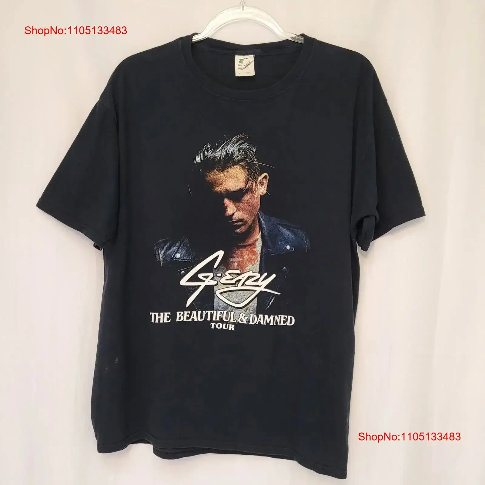 تي شيرت G Eazy Beautiful Damned Tour 2017 باللون الأسود على الوجهين Sz L عتيق مغسول للجنسين متعدد الاستخدامات أنيق وناعم