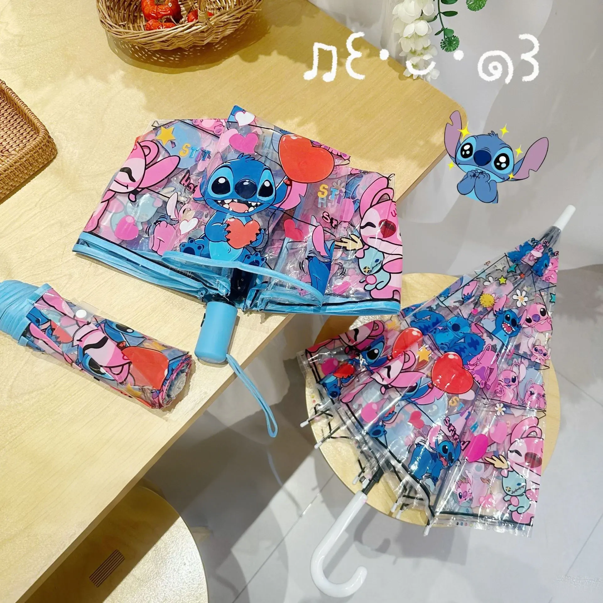 Płaszcz przeciwdeszczowy Stitch 2025 Parasol Przezroczysty Disney Anime Hybrydowy Design Lekki Przenośny Ochrona Przed Deszczem Dorosłych Prezent Gorąca Wyprzedaż
