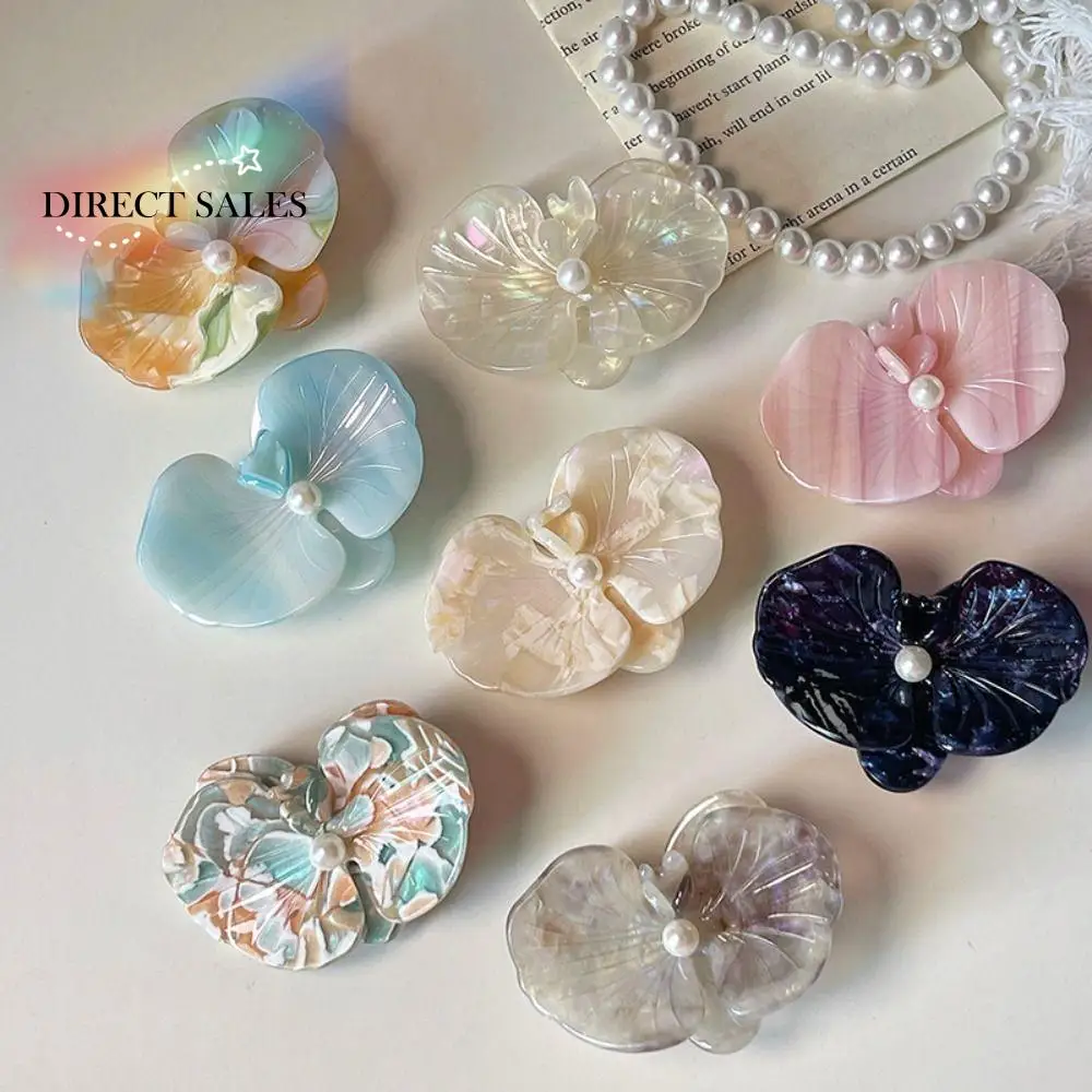 

Side Clip Acetic Acid Hairpin Butterfly Orchid Floral Flower Duckbill Clip Hair Accessories Back Clip Fresh Barrettes Wedding