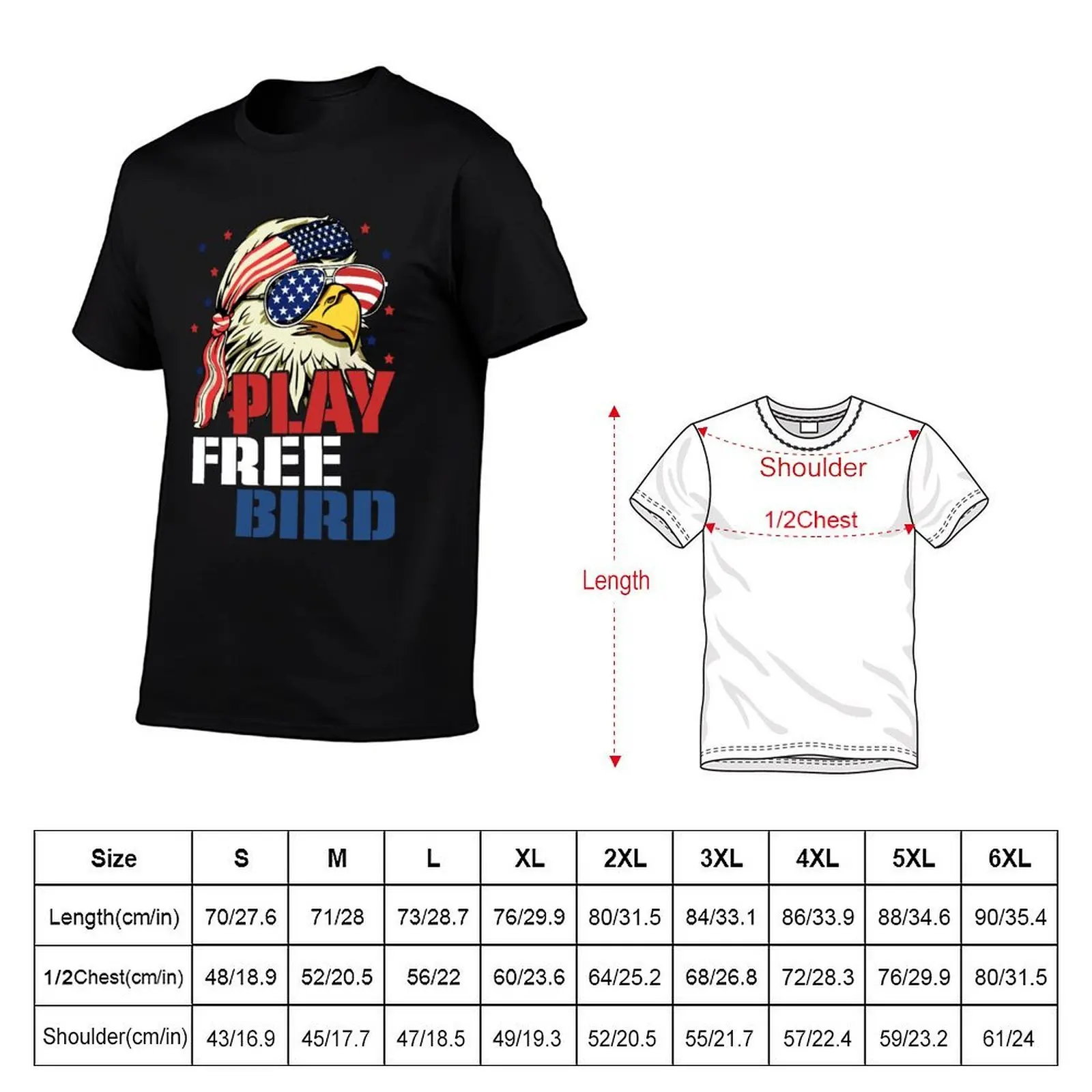 Play Free Bird Bald Eagle T-Shirt cotton t shirts man 100% man t shirts for men casual T-Shirt