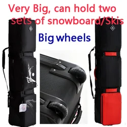 Snowboard e Skis Bag com Rodas, Bolso Estendido, Bolso Estendido, Grande Capacidade, Segure Dois Conjuntos de Snowboard, A7344, Comprimento de 168 cm, 8 cm