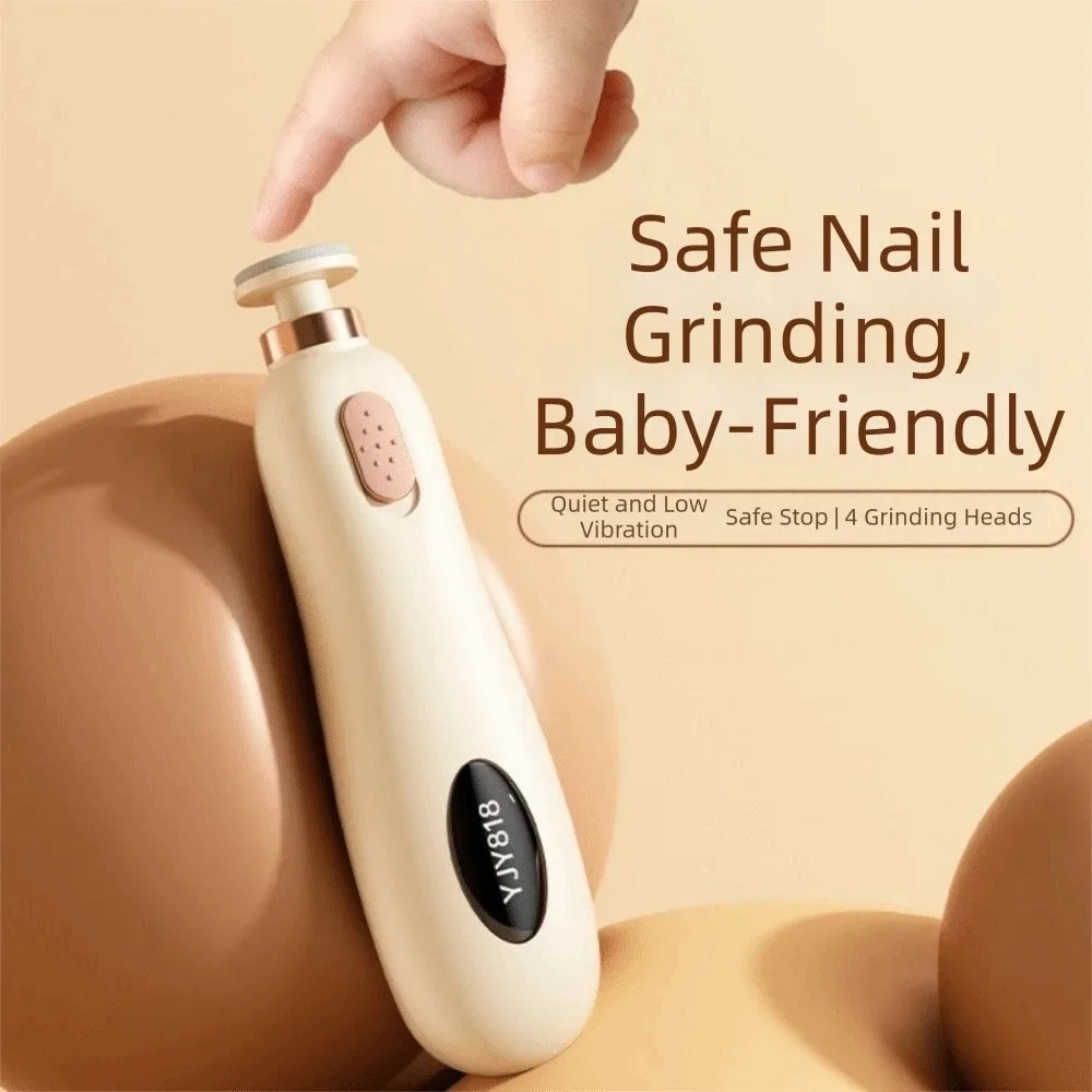 Safety Electric Baby Nail Trimmer Portable Silent Electric Nail Grinder 4 Grinding Heads Convenient Infant Nail Clippers