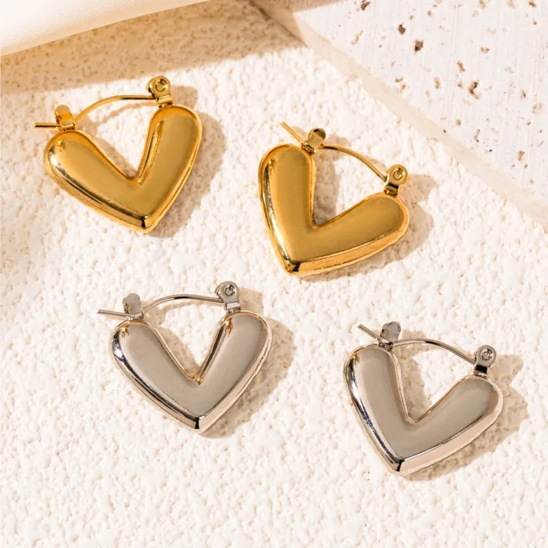 ENSHIR 316L Stainless Steel Irregular Love Heart Earrings for Women Vintage Design Jewelry Gifts Wholesale