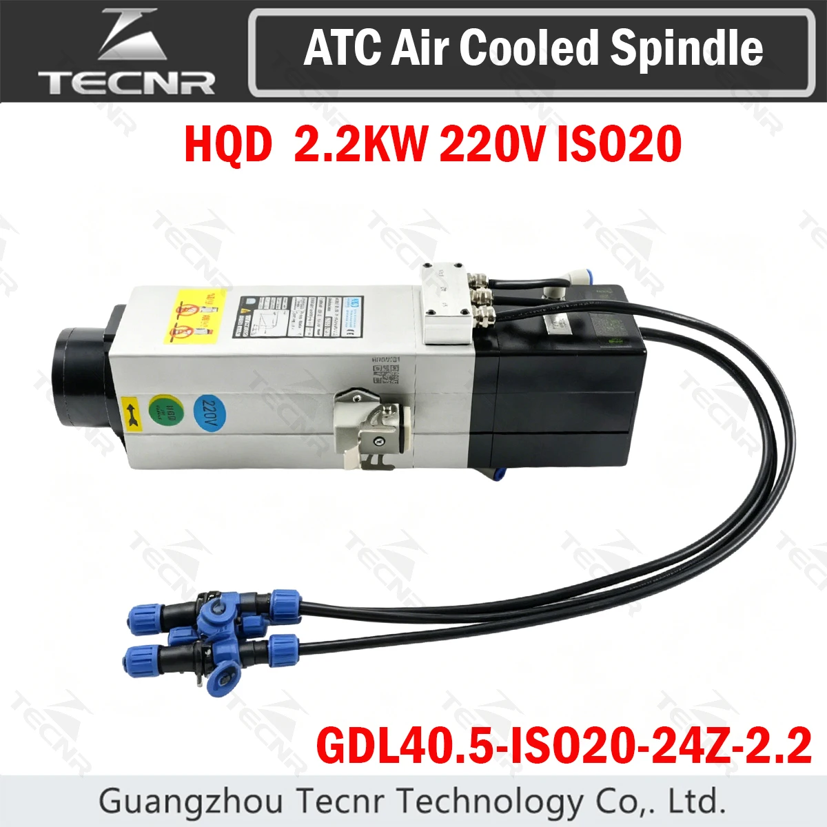 

HQD 2.2KW ISO20 ATC Air Cooled Spindle Motor Automatic Tool change Spindle Pneumatic GDL40.5-ISO20-24Z-2.2 For CNC Machine