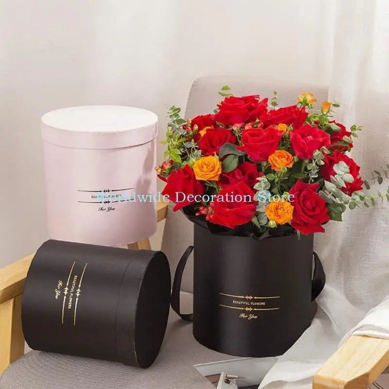 Q39B Runde Rose Blumenverpackung Boxen Dekorationen Valentinstag Geschenke Lieferungen