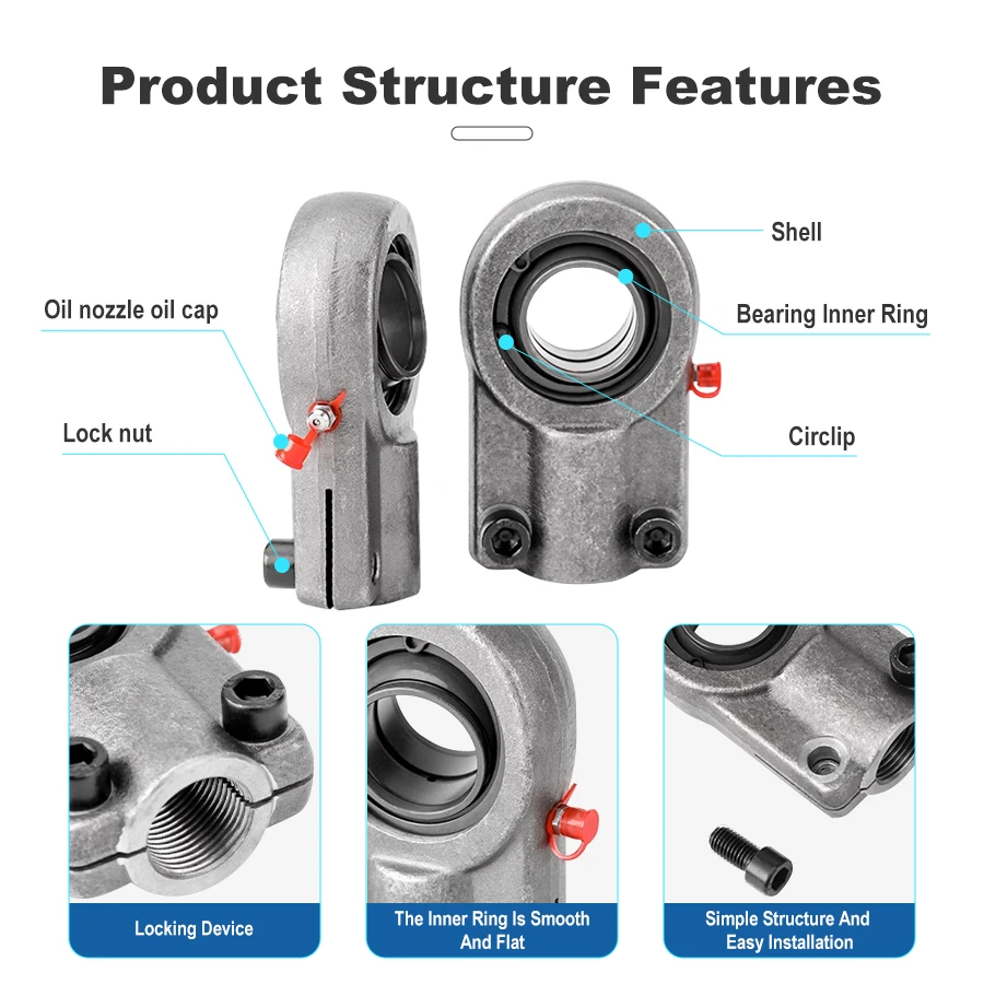 Hydraulic Cylinder Earring Spherical Plain Bearing Injection Molding Machine Joints omponent Rod End Bearing 1PC GIHN-K16LO