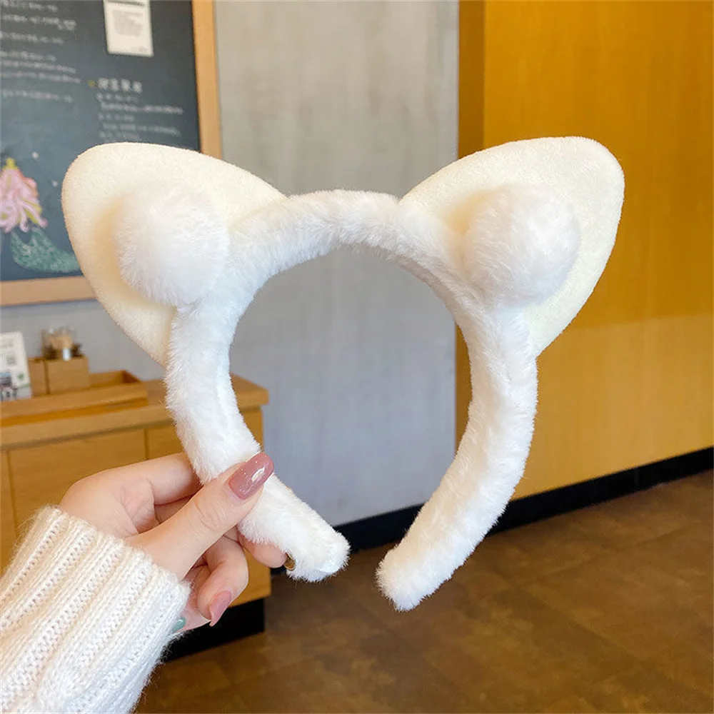 Lovely Cute Cat Ear Hair Hoop Plush Headband Makeup Wash Face Hairbands Women Girls For Party Costume Headdress Hair Accessories