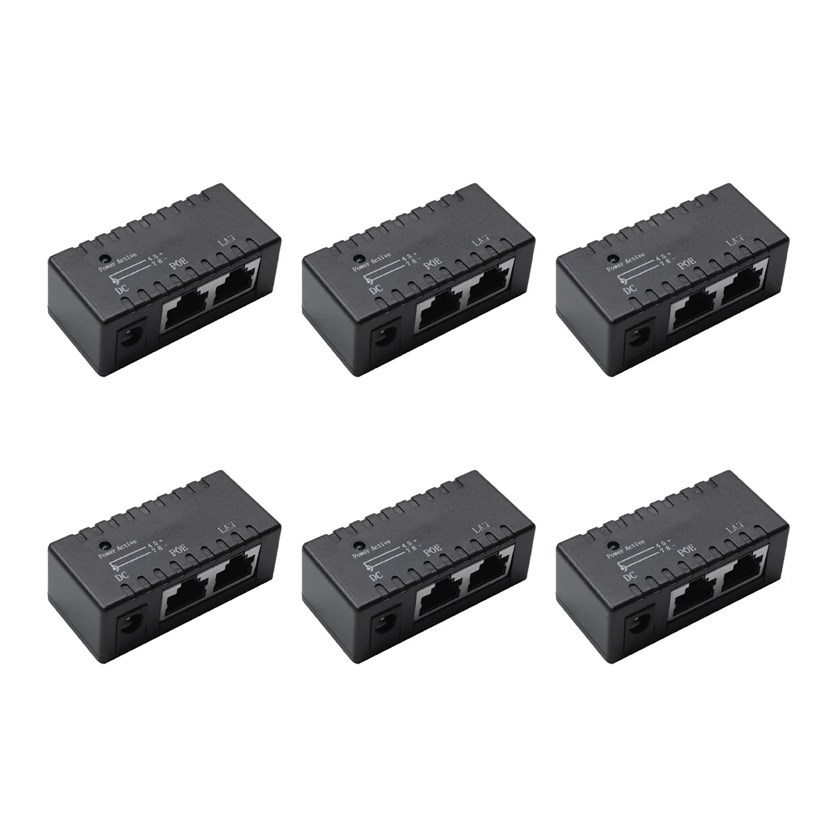 6X Poe Splitter Poe Injector Rj45 Dc 5.5mm x 2.1mm Input Passive Poe Injector Splitter Adapter Connector (Black)