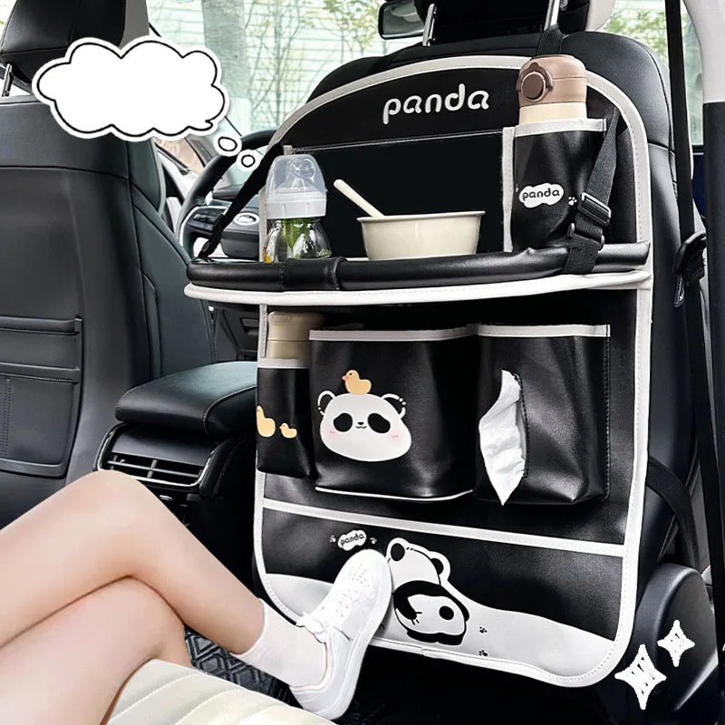 Car BackSeat Organizer for Kids Rear Hanging Storage Bag Kick Mats Back Seat Protector with Table Tray Travel Car Accessories