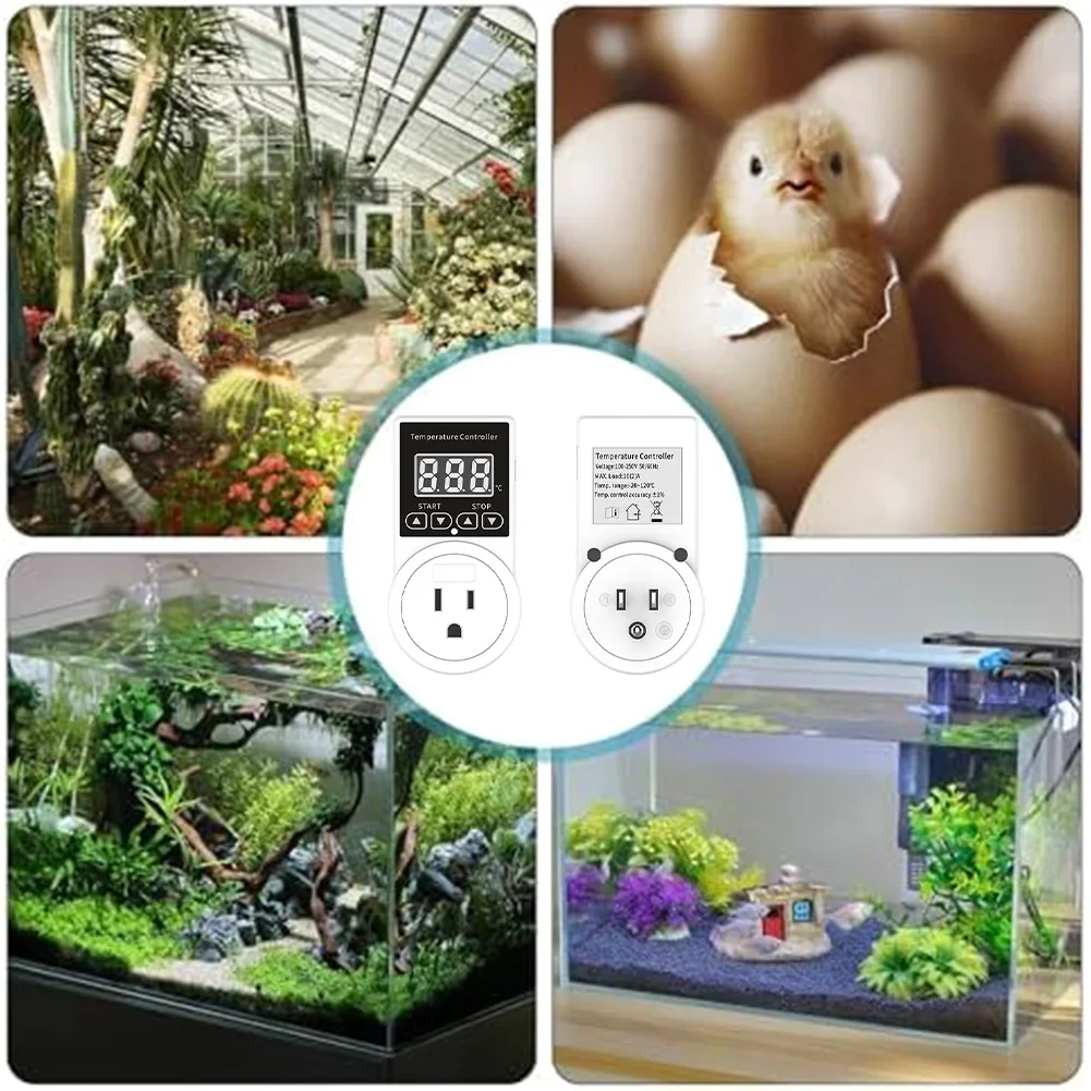 

Digital Temperature Controller Socket with Sensor for Programmable Heating Cooling Control with Alarm and LCD Screen Display