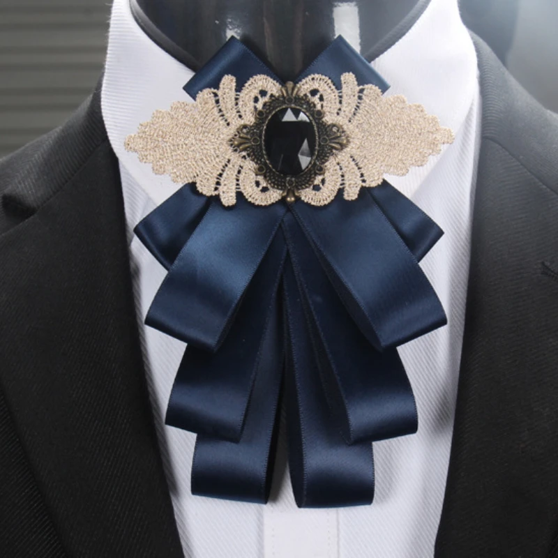 

British Men's Bow Tie Korean Women's Ribbon Collar Flowers Fashion Business Banquet Dinner Host Suit Shirt Bow-tie Gifts for Men