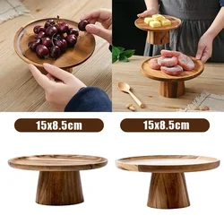 High Stand Wooden Cake Plate Creative Food Serving Trays Eco Naural Wood Dessert Fruit Snack Tray Home Decor Photography Props