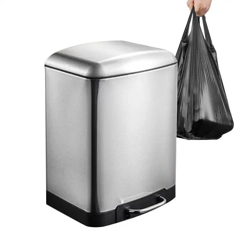 Step On Kitchen Waste Bin Waste Basket Step Trash Bin Garbage Can Stainless Steel Waste Bin With Lid Large Capacity Trash Cans