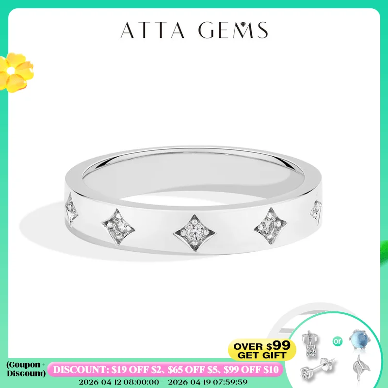 

ATTAGEMS Round Cut Moissanite Rings Star Design for Women 925 Sterling Silver Ring Yellow Gold Plated Classic Engagement Jewelry