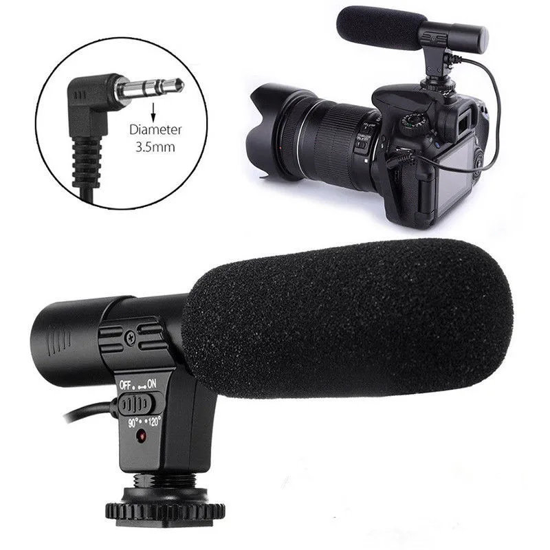 3.5mm Jack DC/DV Stereo Microphone MIC for Camera Nikon D7000 D300s D5100 D5300 D3300 D3200