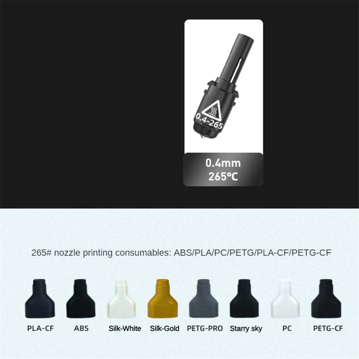 0.4mm 265℃ Nozzle High Temp 3D Printer Nozzle Spare Replacement Accessories for Flashforge Adventurer 3 and Adventurer 4