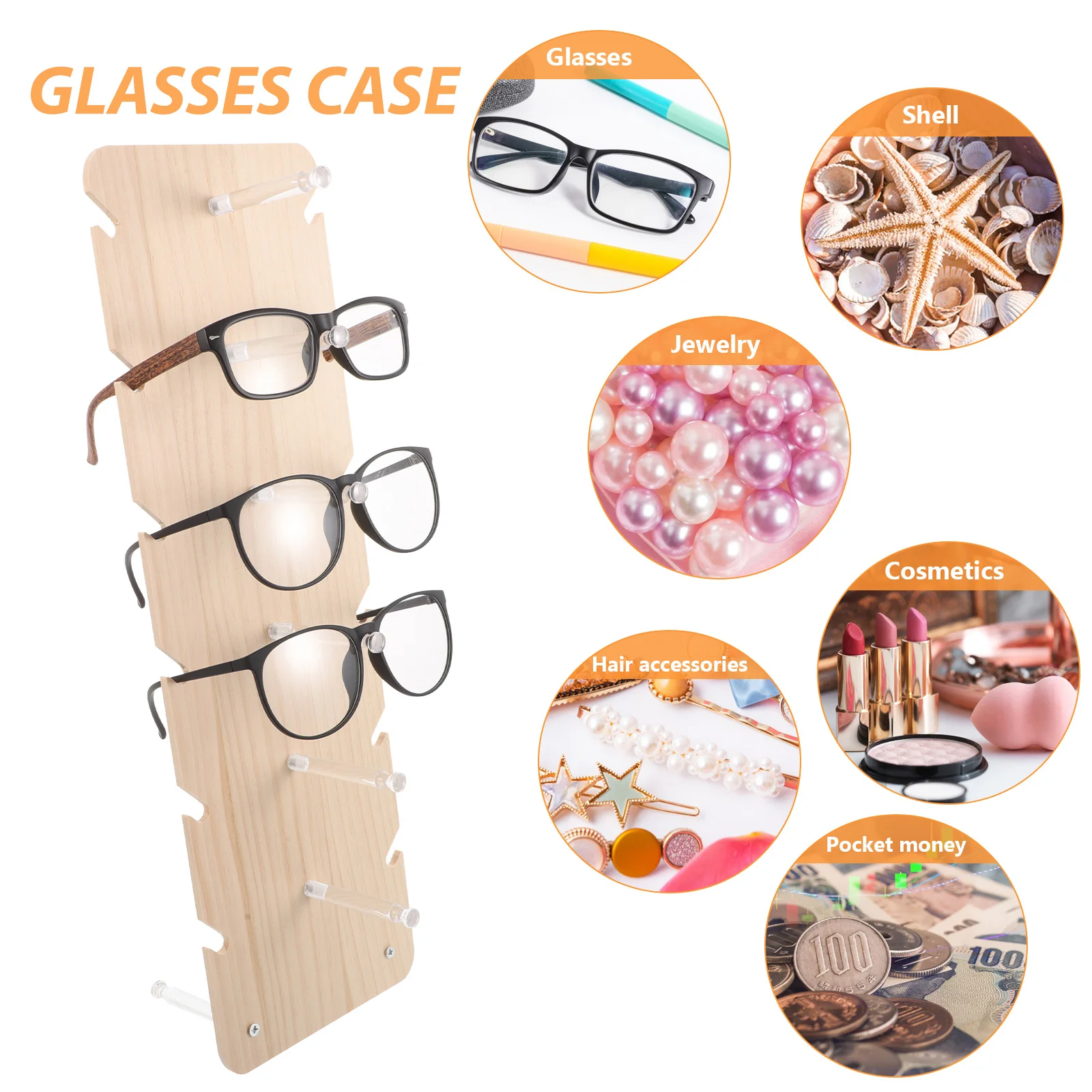 

6Pairs Eyewear Display Stand Wood Sunglasses Rack Creative Organizer Space Saving Glasses Holder for Store Home