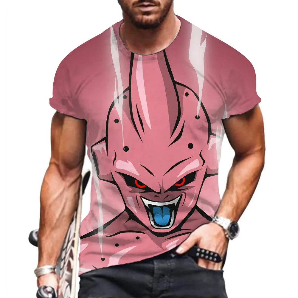 2024 Majin Buu T Shirt for Men Dragon Ball Z Short Sleeve Clothes Men\'s T-shirt 110-6XL Goku Oversized Shirts Anime Super Saiya