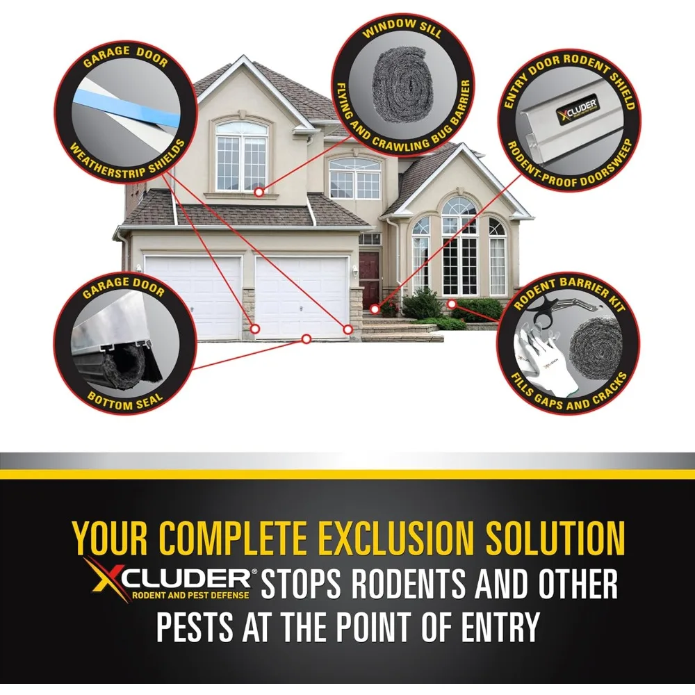 طقم ختم الباب العلوي المقاوم للقوارض، بعرض 16'4 بوصة للأبواب السميكة مقاس 1.5 بوصة، يوقف الفئران والفئران والطقس