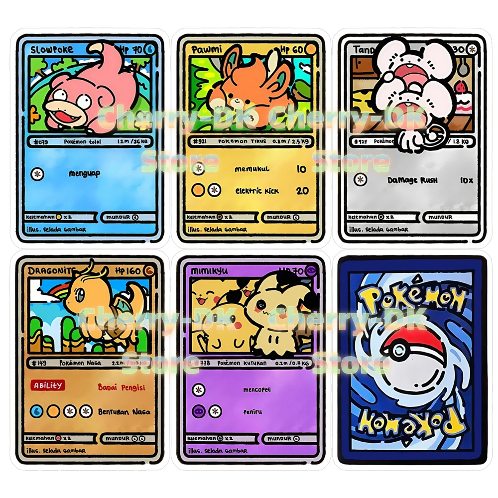 Pokemon Ptcg Double-Sided Acrylic Card 63X88Mm Hand Drawn Q Version Comics Series Mimikyu Dragonite Yamper Slowpoke Tandemaus