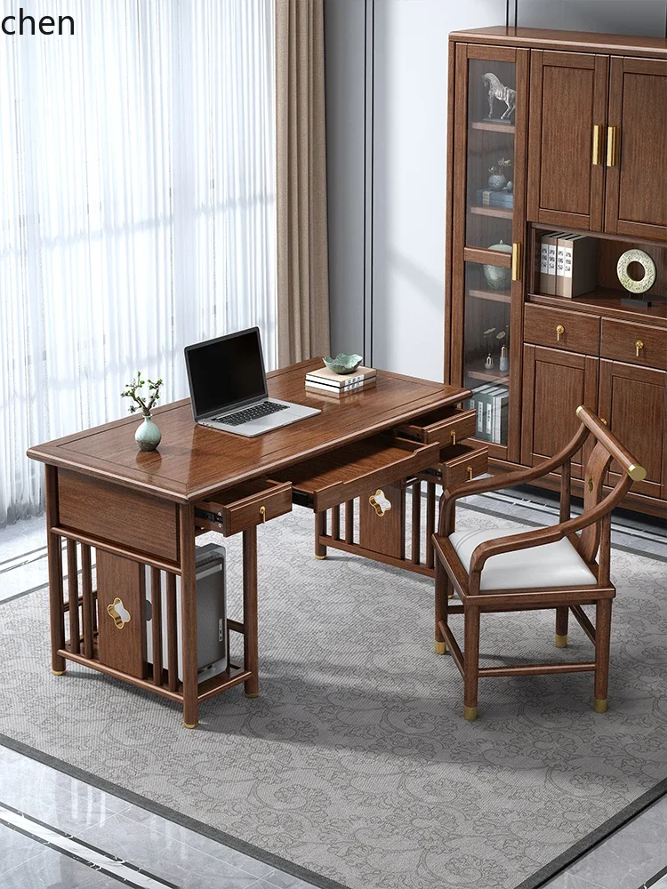 new Chinese solid wood book walnut desk home computer study writing calligraphy table