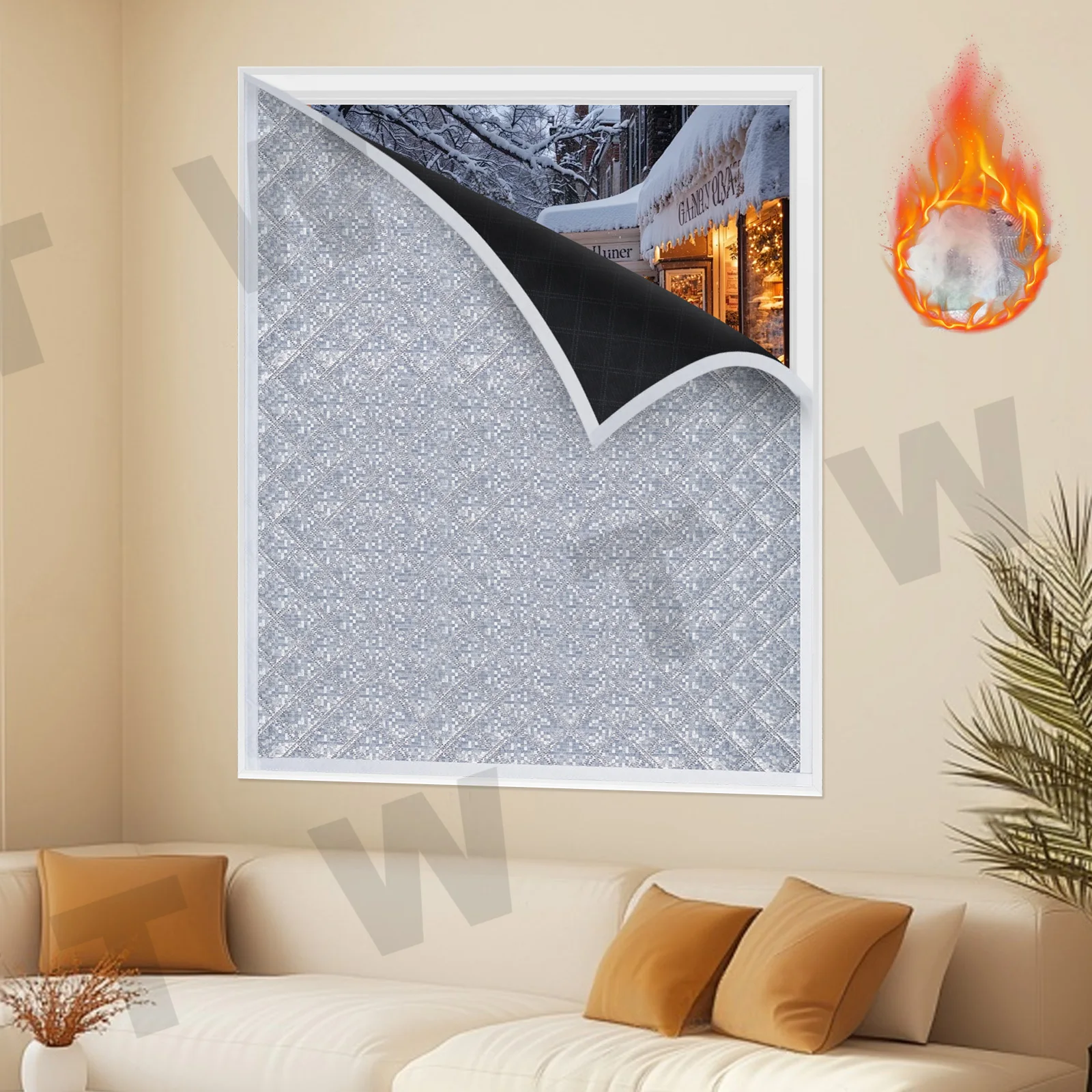 1 Piece Thickened Quilted Thermal Window Film - Thermal Home Decor, Classic Style, Indoor Use, Blocks 99% UV Rays, Reduces Glare