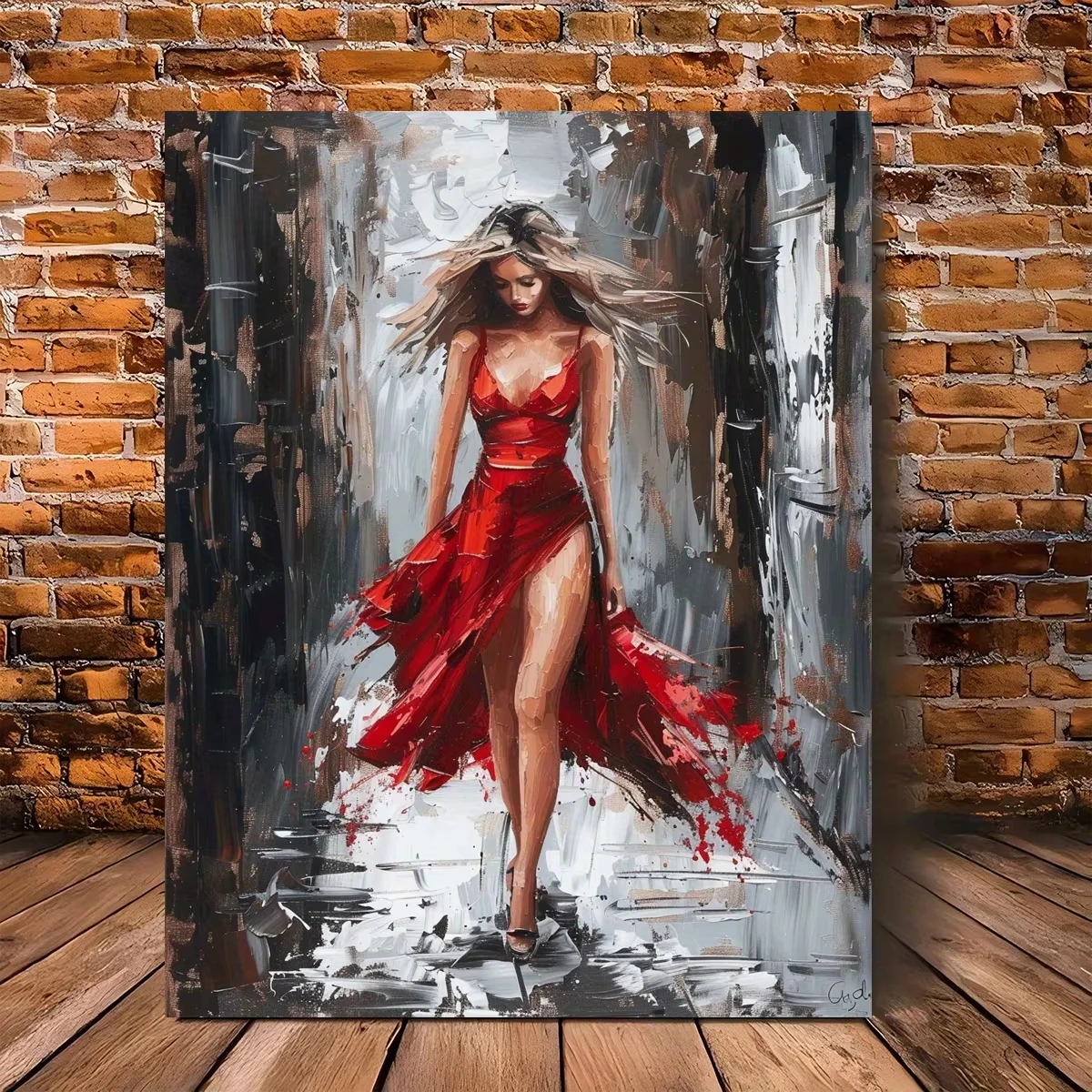 Portrait de femme confiante en robe rouge, peinture à l'huile par numéros, décoration murale DIY pour salle de jeux ou salon, cadeau sans cadre