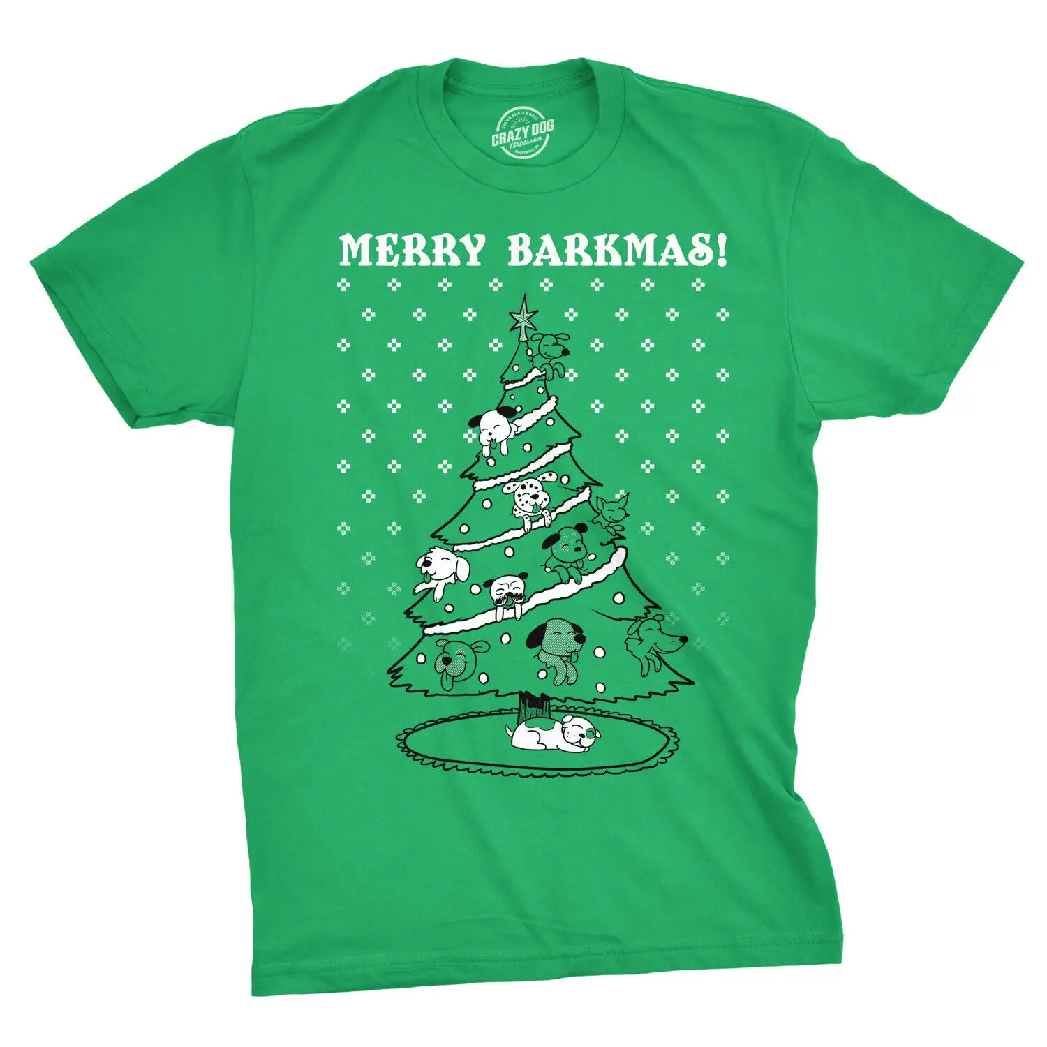

Mens Merry Barkmas Funny Dog Lover Christmas Tree Holiday T shirt