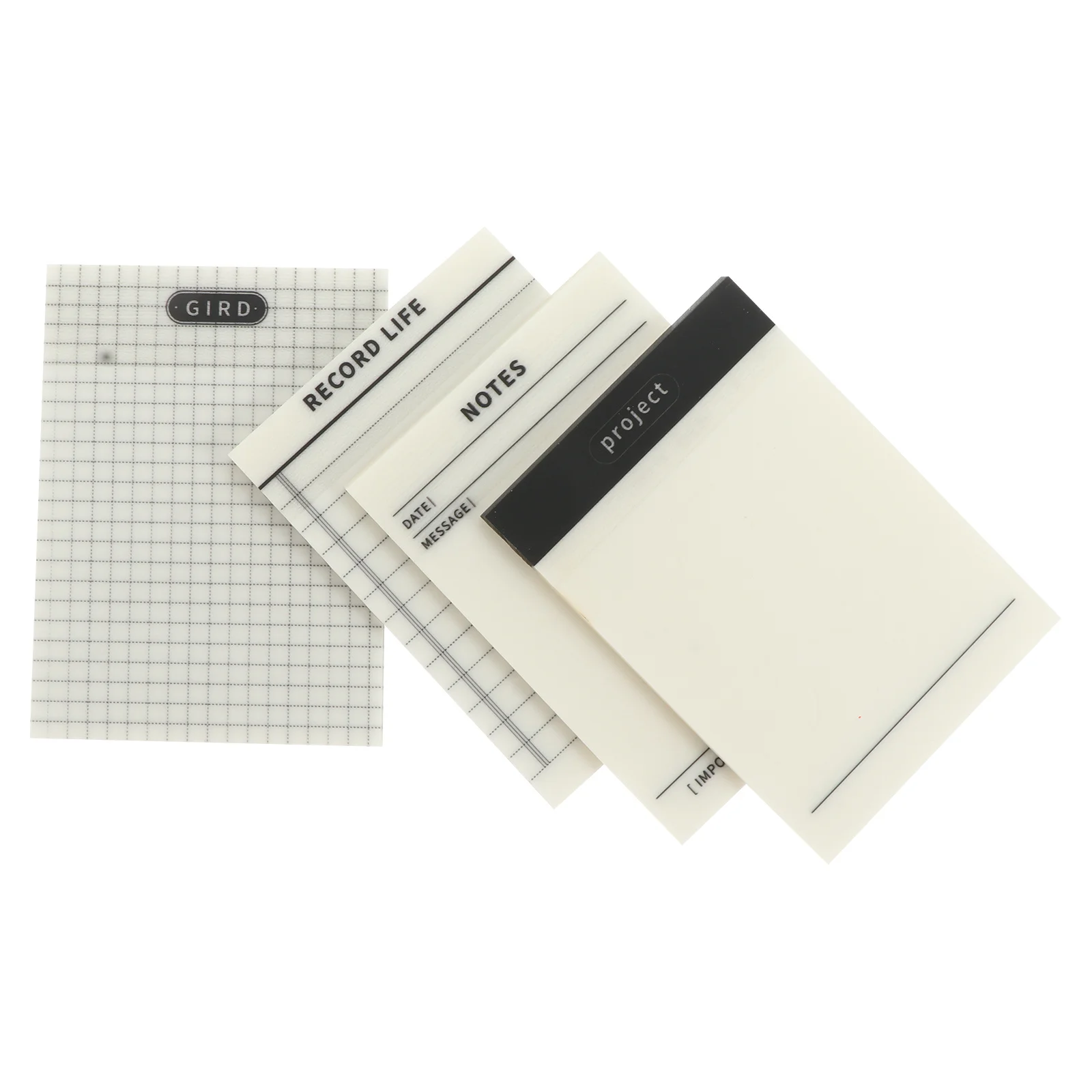 

4Pcs Transparent Memo Stickers Clear Self-Adhesive Plastic Waterproof Removable Writing Note Pads Office Supplies Message