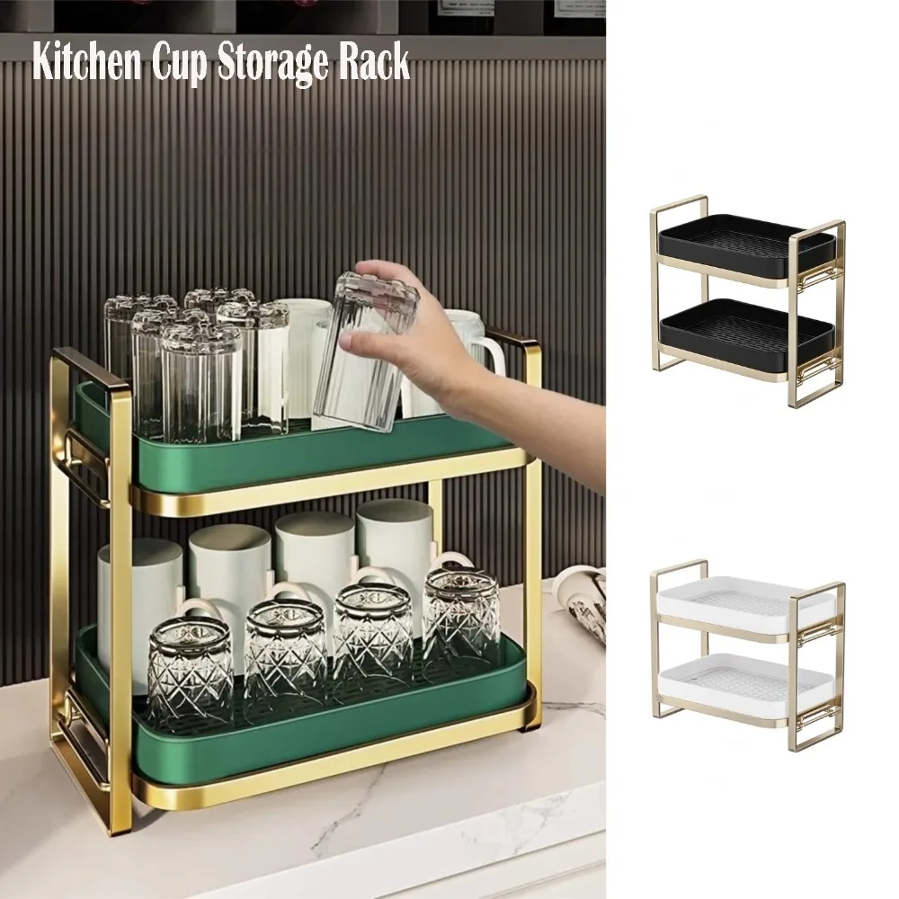 

Multifunctional Mug Holder High-capacity Thickened Cup Storage Holder Double-Layer Tea Tray Kitchen Cup Storage Rack