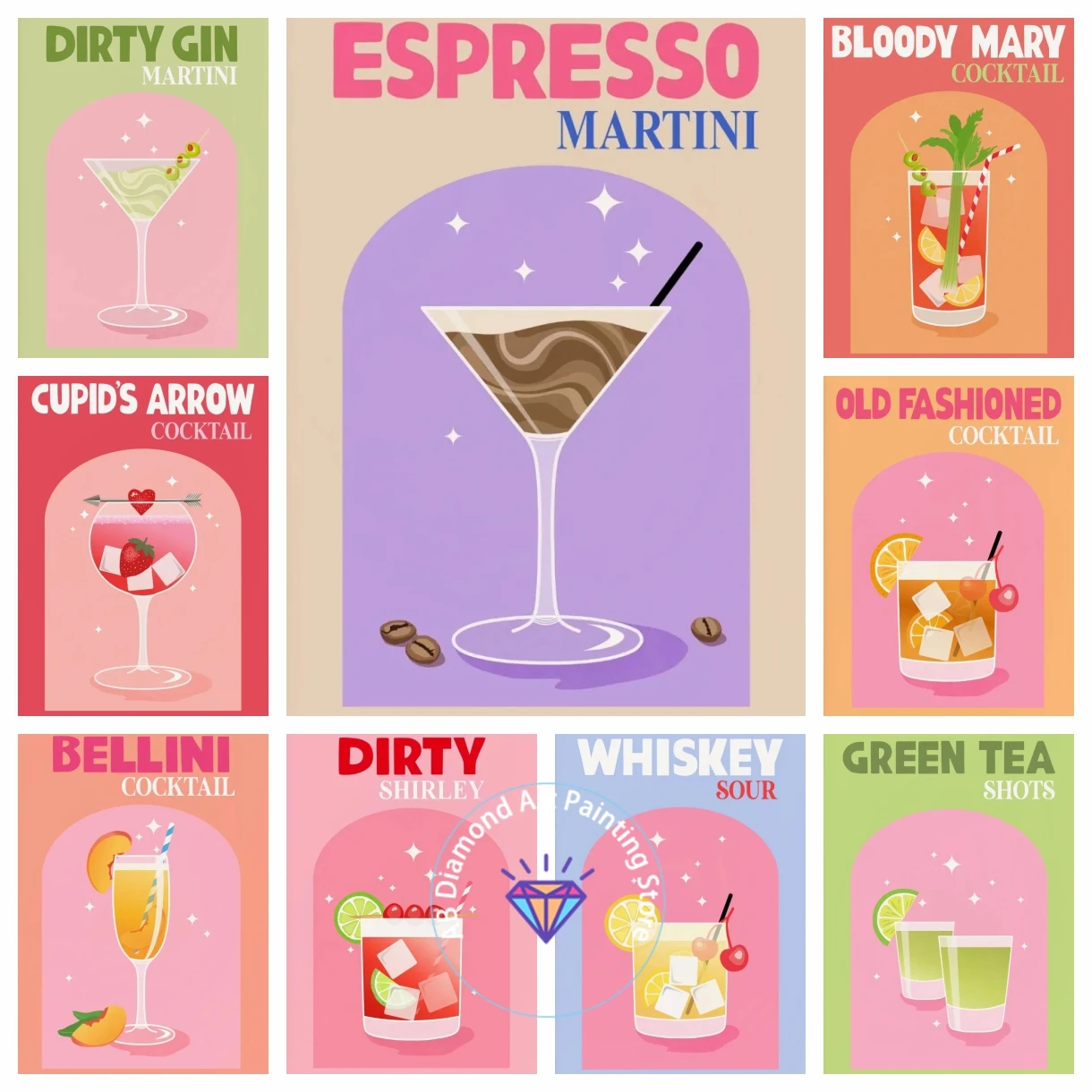 

AB Diamond Painting Kits 5D Cupid Arrow Manhattan Bloody Mary Cocktail Embroidery Mosaic Cross Stitch Home Decor Children's Gift
