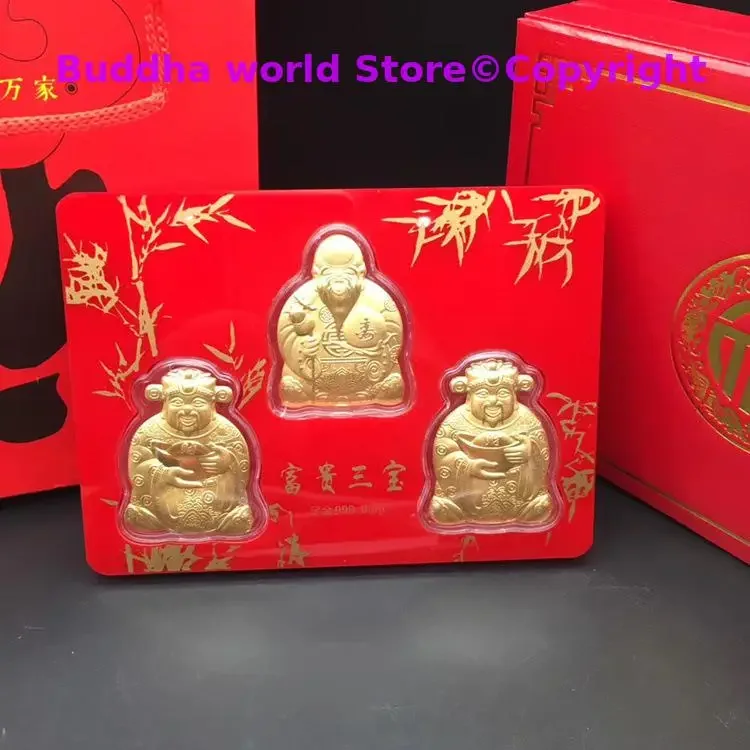 2 Sets Geomantic omen master HOME multipurpose Amulet bless healthy good luck FU LU SHOU 3 Gods of Wealth Gold medal talisman