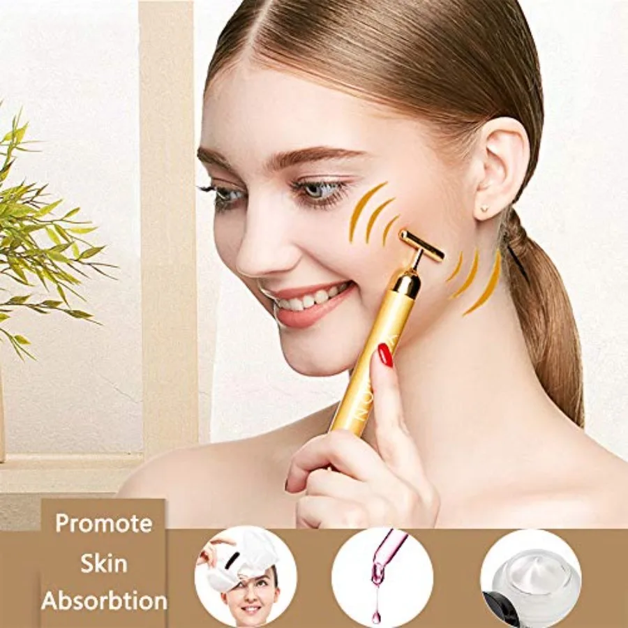 Yeamon 2 in 1 เครื่องนวดหน้า Golden Facial ไฟฟ้า 3D Roller และ T รูปร่างแขน Eye se นวด Skin Care TOOL