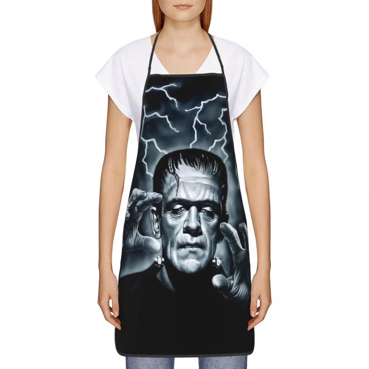 Frankenstein Apron Women Men Unisex Bib Horror Halloween Monster Kitchen Cooking Tablier Cuisine Chef Gardening