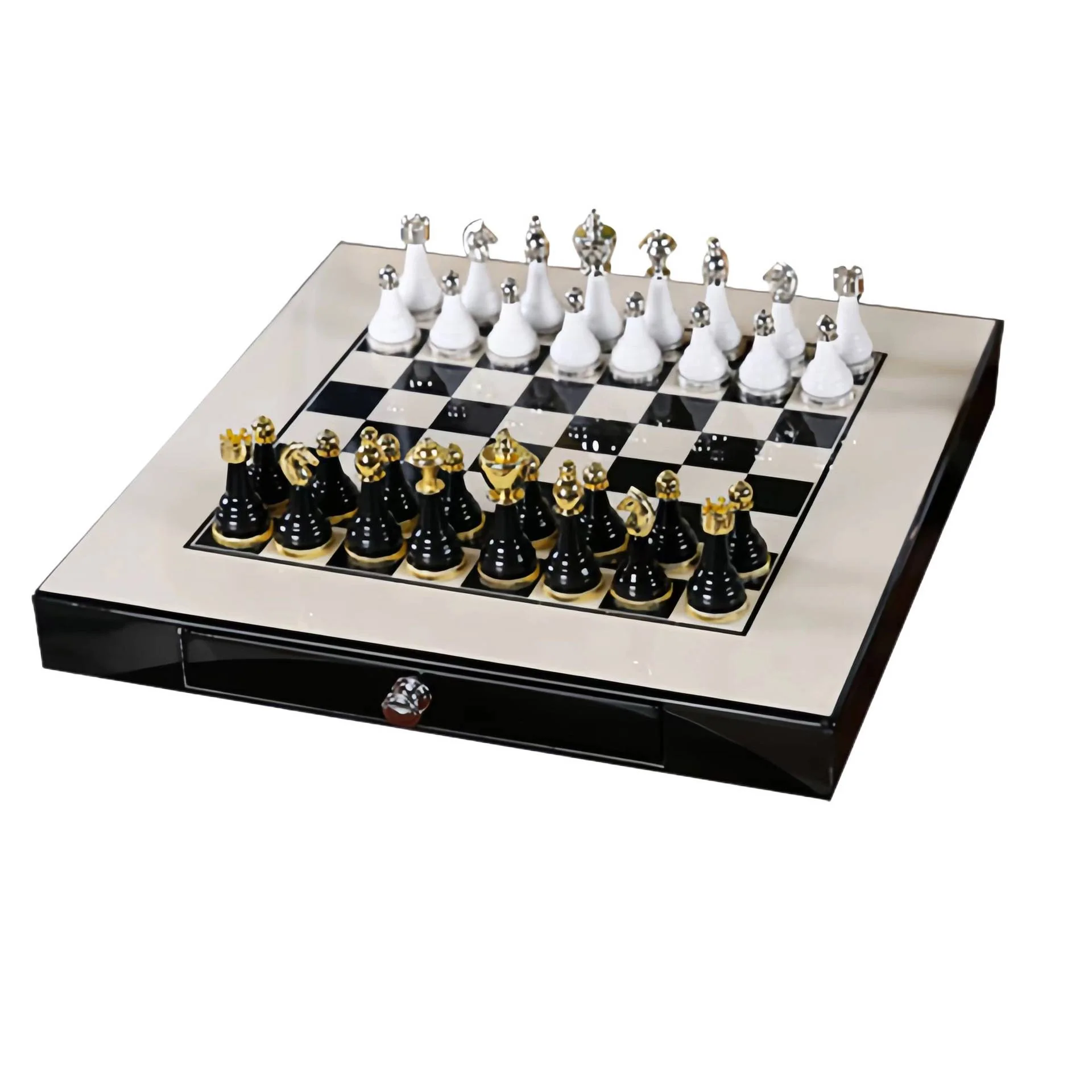 Premium Metal Alloy Chess Pieces Home Decorative Ornament Educational Chess Board Game Unit