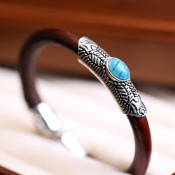 Naturally Caulis Spatholobi Open Bracelet Tibetan Silver Color Ethnic Style Old Vine Wood Cuff Bangles Vintage Jewelry Gift