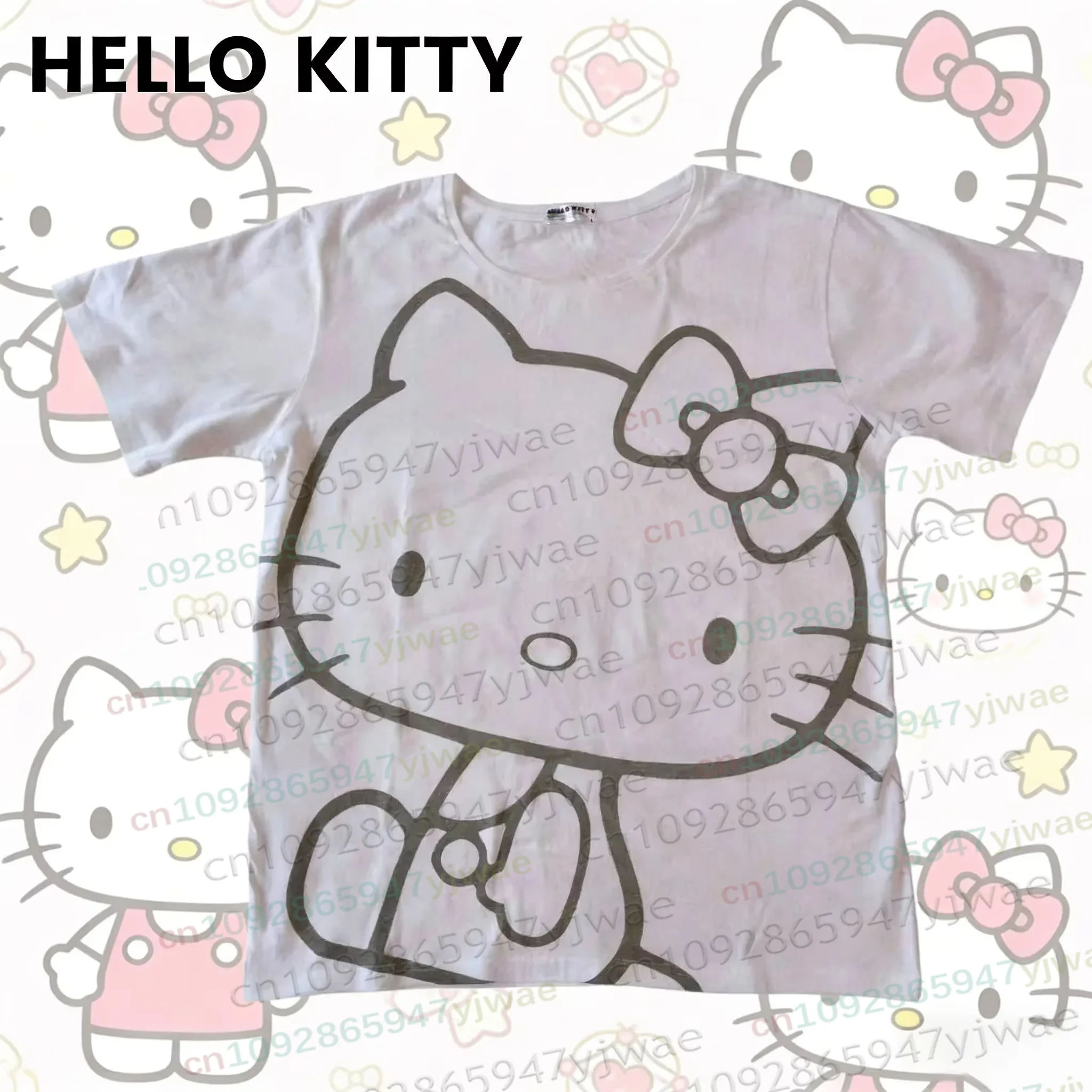 

Футболка с рисунком Hello Kitty, модная спортивная одежда для женщин и мужчин, пижамы с круглым вырезом, свободные повседневные легкие дышащие футболки в уличном стиле