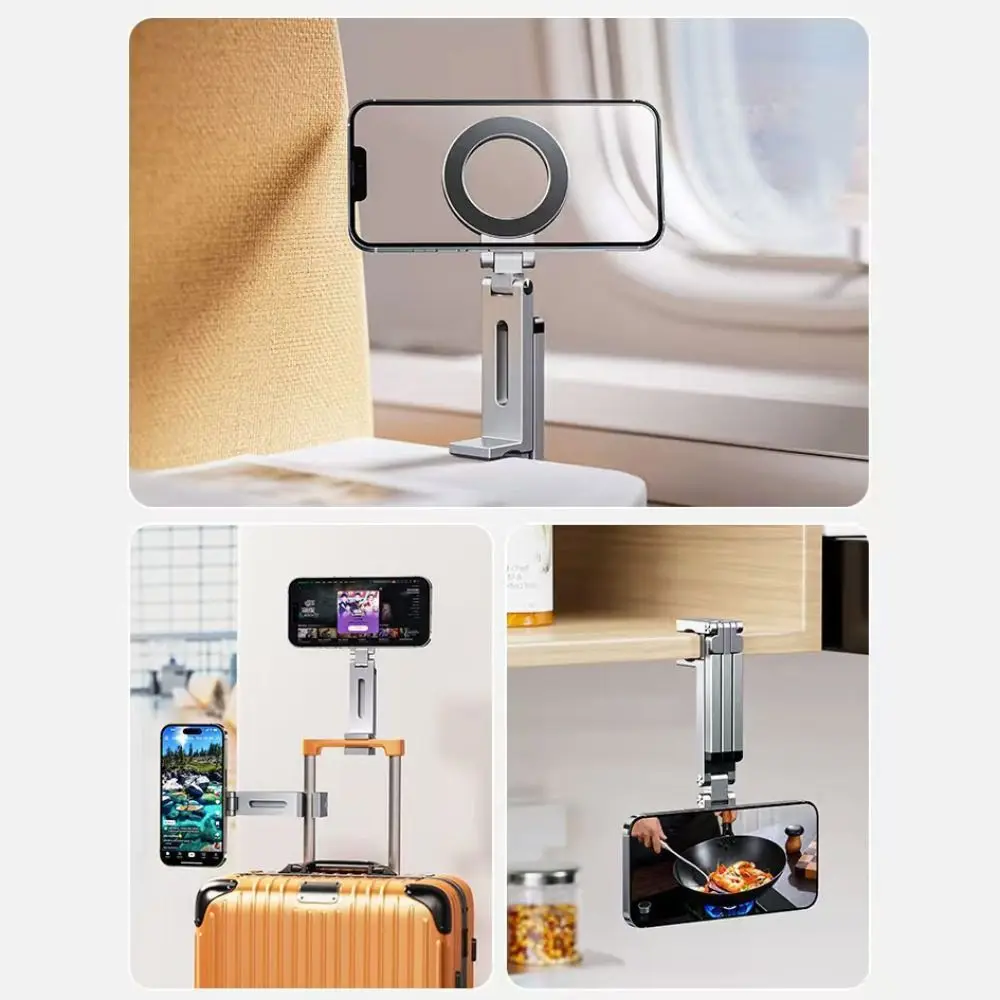 

360° Rotation Magnetic Phone Tripod Holder Adjustable Bracket Creative Portable Phone Stand ABS Foldable Phone Handle Holder