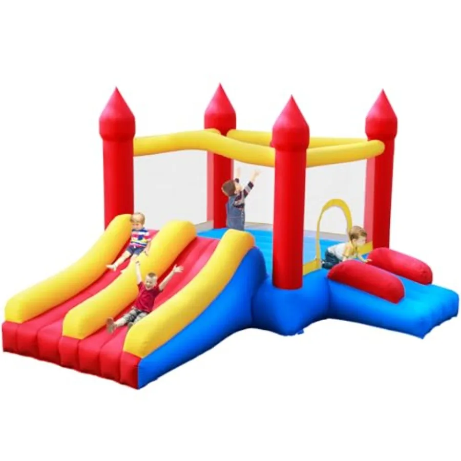 Bounce House with Double SlideLarge Jump House for Inflatable Bouncer with Air Blower Indoor Outdoor Bouncy Castle for Backyard