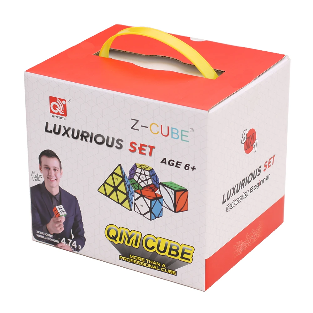 ZCUBE QiYi Speedcube Set 8pcs Cubo Mágico Profissional 8 em 1 Quebra-cabeça de Velocidade 2x2 3x3 4x4 Espelho Skewb Pyraminx Megaminx QY Toy Cubo
