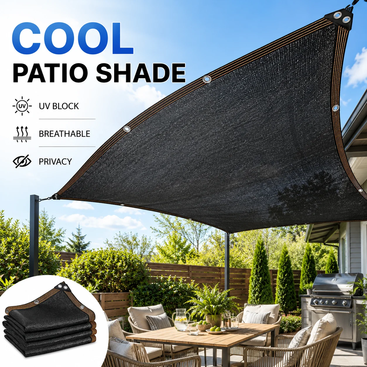 Filet pare-soleil respirant, protection UV, toile d'ombrage durable pour terrasse, serre, poulailler, véranda, jardin, patio