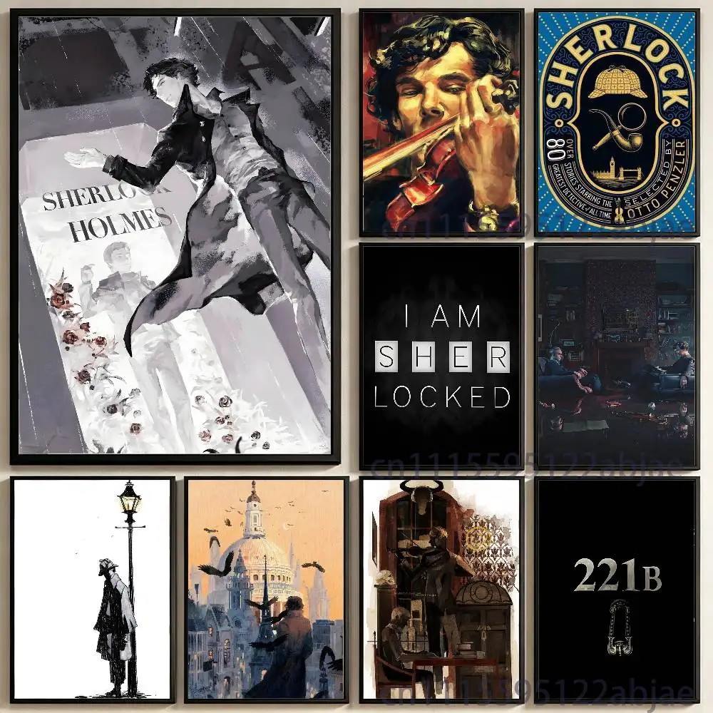S-Sherlock Holmes Poster HD Art Sticky Wall Waterproof Home Living Room Bedroom Bar Aesthetic Decoration